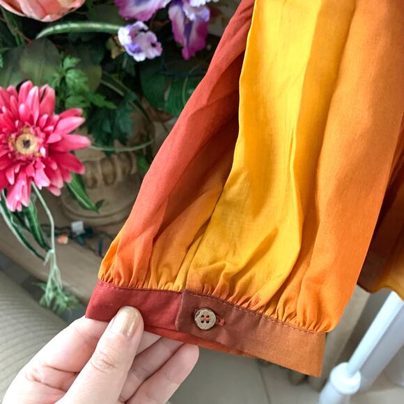 Zara Tie Dye Print Oversized Blouse with Tie in Orange - Picture 7 of 10